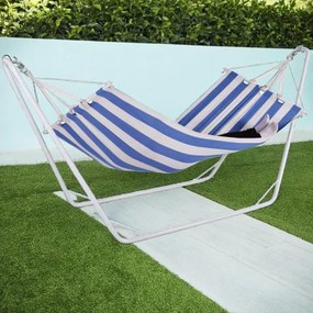 Rede de descanso Jardim com armação metálica 200x80cm creme/azul