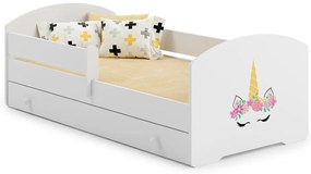 Cama infantil LUK 160x80 com gaveta - unicórnio - colchão e estrado incluído