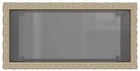 Mesa de apoio jardim c/ tampo vidro 58x27,5x55 cm vime PE bege