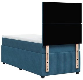 Cama boxspring com colchão 90x200 cm veludo azul