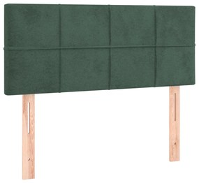 Cama box spring c/ colchão/LED 120x200 cm veludo verde-escuro