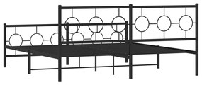Estrutura de cama com cabeceira e pés 183x213 cm metal preto