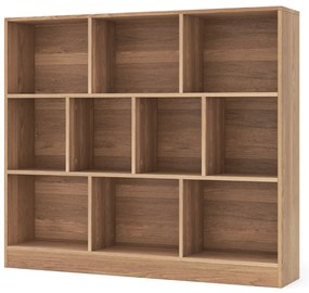 Estante de 10 cubos com 3 níveis de arrumação para sala de estar e quarto 120 x 24 x 104 cm Natural