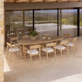 Conjunto De Mesa Ovalada ↔︎260 Cm Ginara E 10 Cadeiras De Jardim Em Madeira De Acácia Saira Marrom Acácia Claro - Sklum
