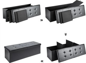 Banco arrumação 115x38x38 cm com tampa articulada preto