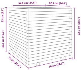 Vaso/floreira de jardim 70x70x72,5 cm pinho maciço branco