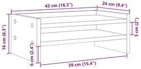 Suporte para monitor 42x24x16 cm deriv. madeira cinza cimento
