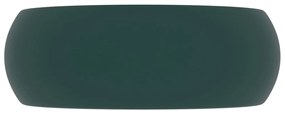 Lavatório luxuoso redondo 40x15cm cerâmica verde-escuro mate