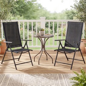Conjunto de 2 cadeiras dobráveis de jardim (MESA NÃO INCLUIDA) com encosto ajustável em 5 posições, respirável, estrutura metálica, para pátio ou pisc