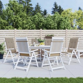 vidaXL Almofadões cadeiras altas jardim 6 pcs tecido cinza-acastanhado