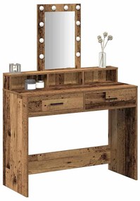 Mesa de Maquilhagem com Luzes LED em Madeira Antiga 100x41x140 cm