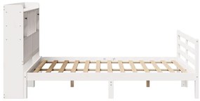 Cama com estante sem colchão 160x200 cm pinho maciço branco