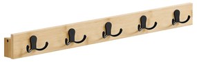 Cabideiro de parede SONGMICS, cabideiro de parede com prateleira, 5 ganchos duplos de metal, economizador de espaço, entrada para quarto, com capacidade para 25 kg, bege natural LCR005N01