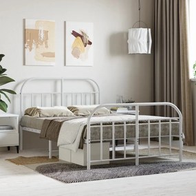 Estrutura de cama com cabeceira e pés 120x190 cm metal branco
