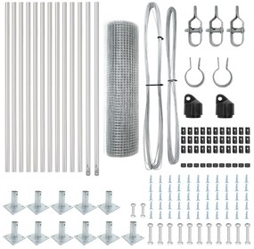 Conjunto de Poste de Cerca Conjunto de 2 Aço galvanizado 25 x 0.5 m