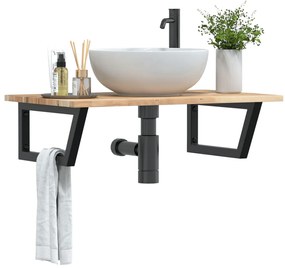vidaXL Prateleira de parede p/ lavatório aço/madeira de acácia maciça