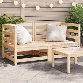 vidaXL Sofás de canto p/ jardim 2 pcs 70x70x67 cm pinho maciço