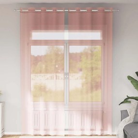 vidaXL Cortinas de voile com ilhós 2 pcs rosa 140x300 cm