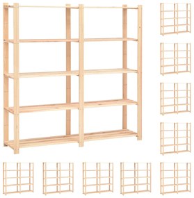10 unidades arrumação 5 prateleiras 170x38x170cm pinho 500 kg