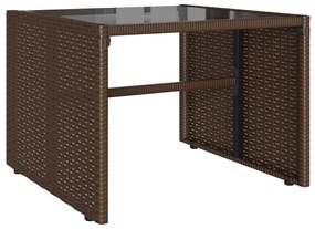 4 pcs conjunto sofás de jardim c/ almofadões vime PE castanho