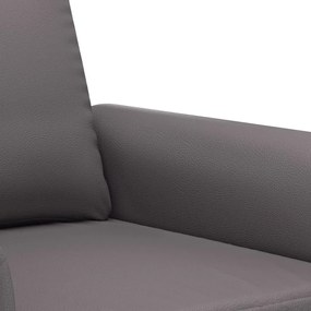 2 pcs conjunto de sofás com almofadas couro artificial cinzento