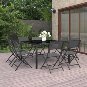 vidaXL 9 pcs conjunto de jantar para exterior aço