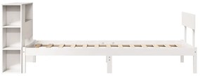 Cama com estante sem colchão 100x200 cm pinho maciço branco
