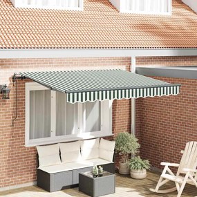 vidaXL Toldo Retrátil Verde e Branco 300 x 200 cm Poliéster e Alumínio