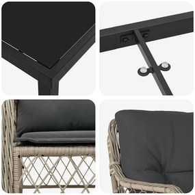 Conjunto de Jantar para Jardim com 5 Peças e Almofadas Cinza Claro de