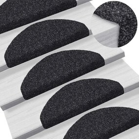 Tapetes de escada autoadesivos 20 pcs 65x21x4 cm preto