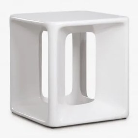 Mesa Auxiliar Para Jardim Quadrada 40x40 Cm Em Cimento E Fibra De Vidro Lilou Branco - Sklum