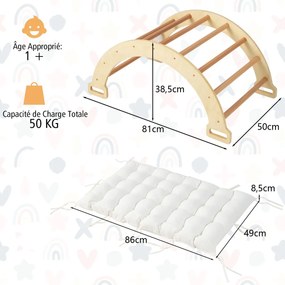 Arco de escalada 8 em 1 com caixa de armazenamento, estrutura de escalada para escalada, gangorra, rastejamento 90 x 50 x 48 cm