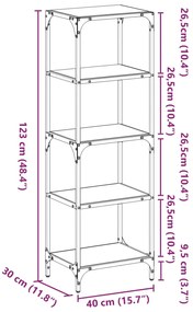 Unidade prateleiras c/ tampo vidro transparente 40x30x123cm aço
