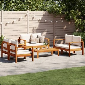 vidaXL 5 pcs conjunto de sofás de jardim com almofadões acácia maciça