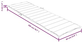 Almofadão para espreguiçadeira 200x60x4cm mesclado tecido creme