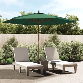 vidaXL Guarda-sol de jardim com poste de madeira 299x240 cm verde