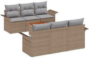 Conjunto de Sofás de Jardim em Rattan Sintético Bege com Almofadas de