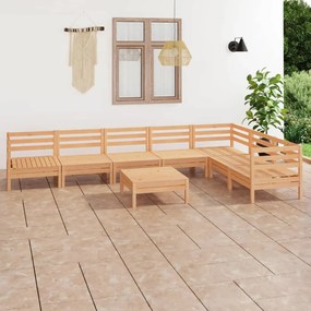 8 pcs conjunto lounge de jardim pinho maciço