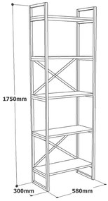 Estante VG3 – Mármore e Dourado – 58x175x30 cm