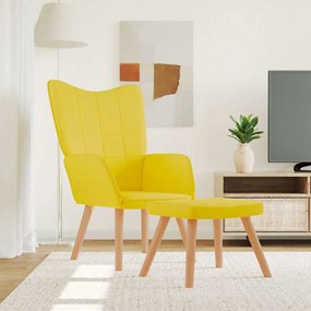 vidaXL Cadeira de descanso com banco tecido amarelo mostarda