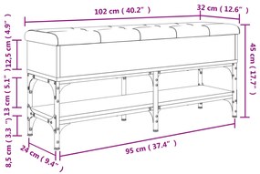Banco sapateira 102x32x45 cm derivados madeira cinzento sonoma