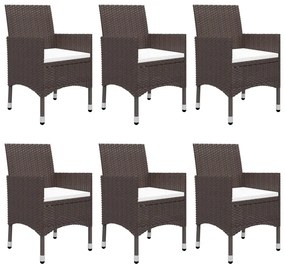 7 pcs conjunto de jantar para jardim castanho