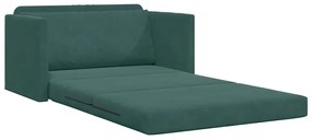 Sofá Cama de Piso 2 em 1 Verde Escuro 124x204x61 cm Veludo
