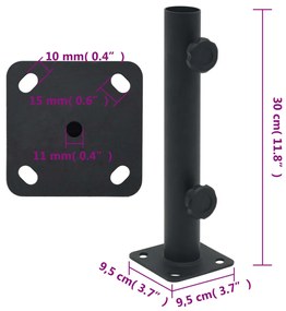 Base de guarda-sol para poste de Ø32/34/38 mm aço preto fosco