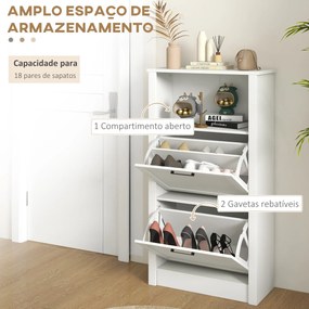 Sapateira Estreita com Prateleiras Ajustáveis e Compartimento Aberto para 10 Pares de Sapatos 58x24x105 cm Branco