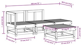 4 pcs conjunto lounge de jardim madeira de douglas maciça