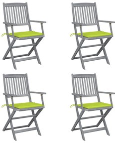 Cadeiras exterior dobráveis c/ almofadões 4 pcs acácia maciça