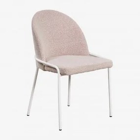 Pacote De 4 Cadeiras De Jantar Estofadas Grolet Bouclé Cor-de-rosa - Sklum