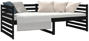 Sofá-cama 90x190 cm madeira de pinho maciça preto
