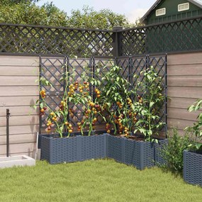 Jardineira com Treliça 5 pcs Cinzento-claro 120x120x143 cm